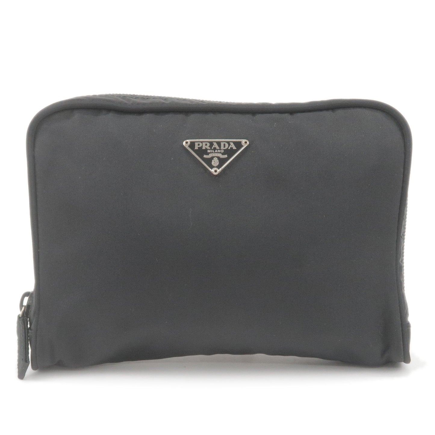 Prada Prada Logo Nylon Cosmetic Pouch Clutch Bag Nero