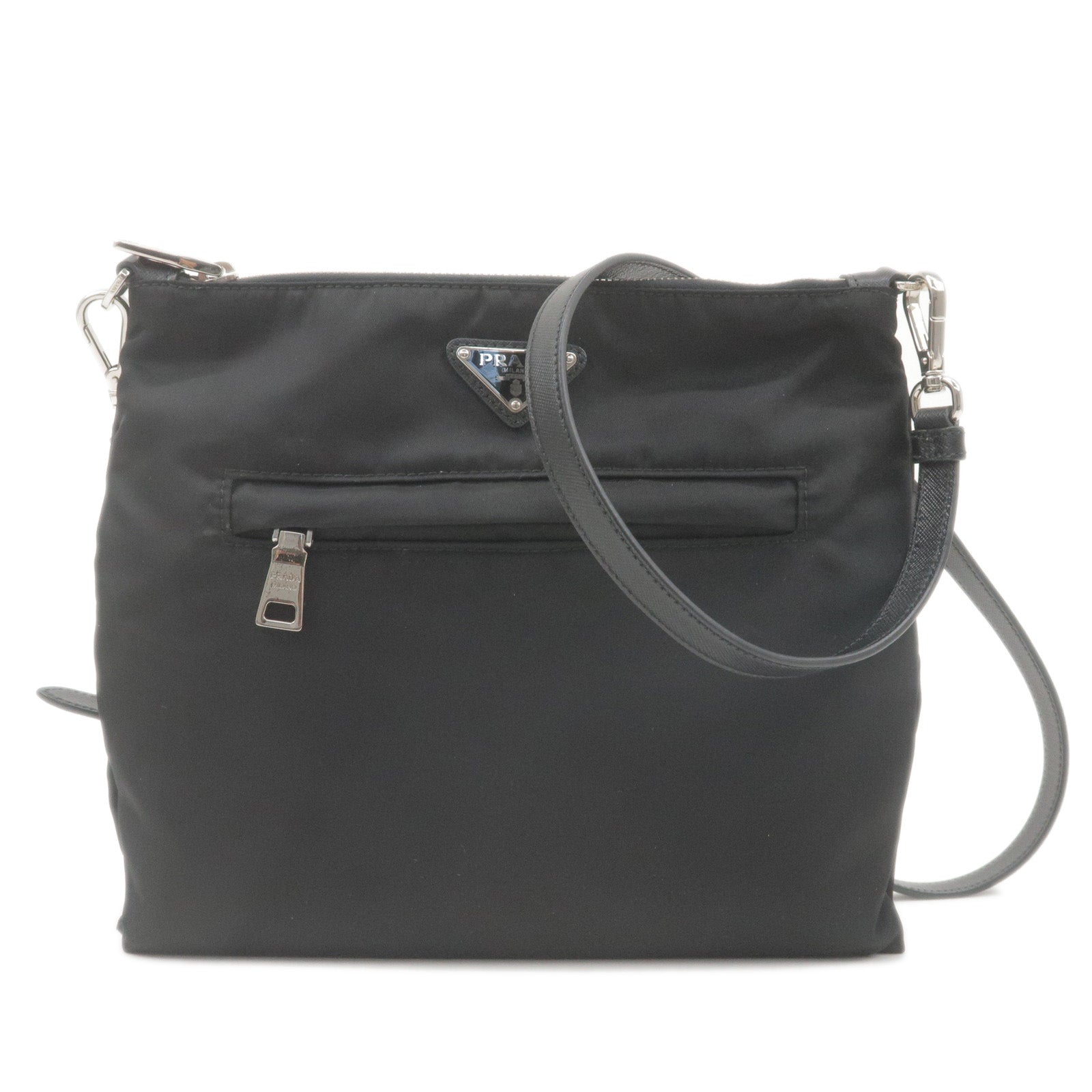 Prada Prada Logo Nylon Leather Shoulder Bag Black Noir