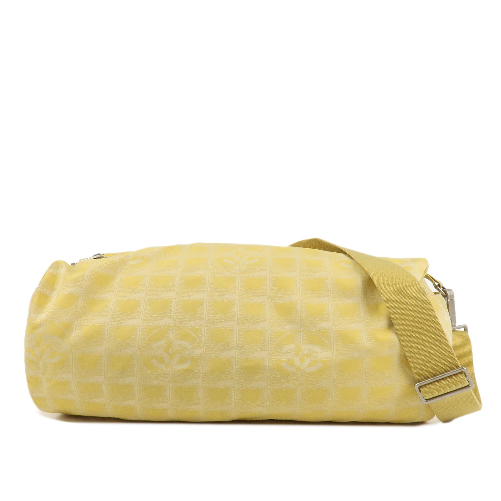 CHANEL New Travel Line Nylon Jacquard Leather Boston Bag A17669