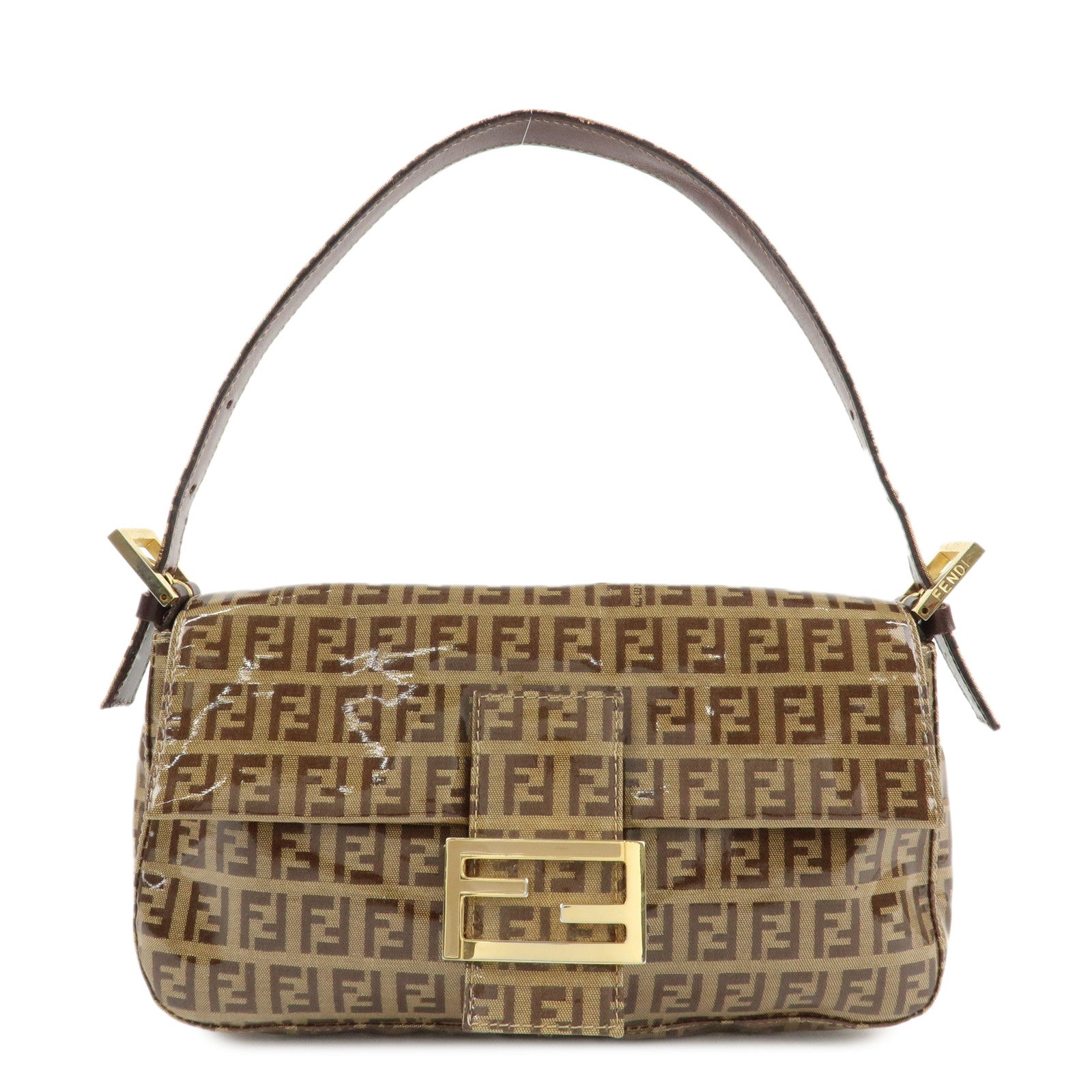 Fendi Shoulder Bag Mamma Baguette Zucchino PVC d Leather