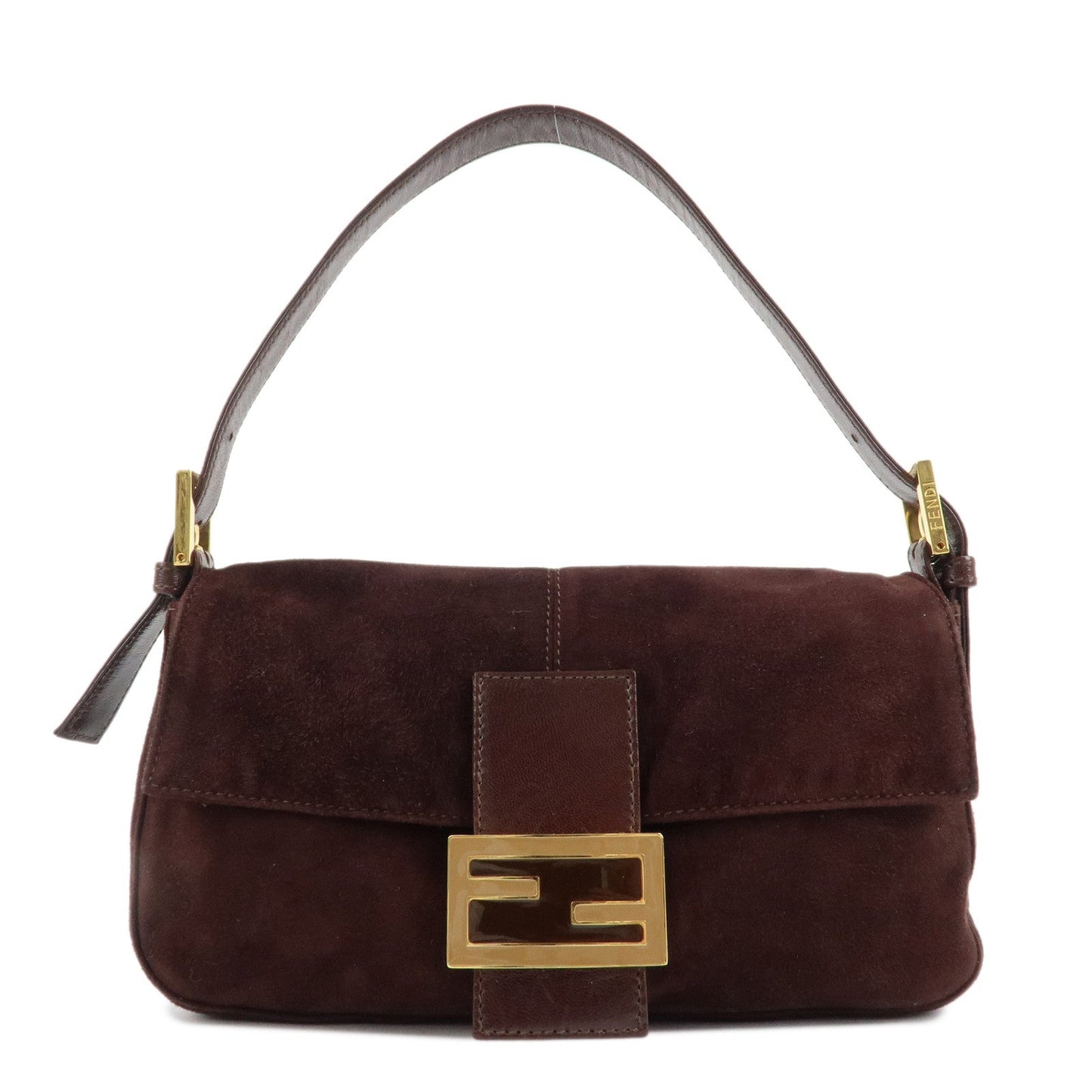 Fendi Shoulder Bag Dark d 2 Leather Suede Brown