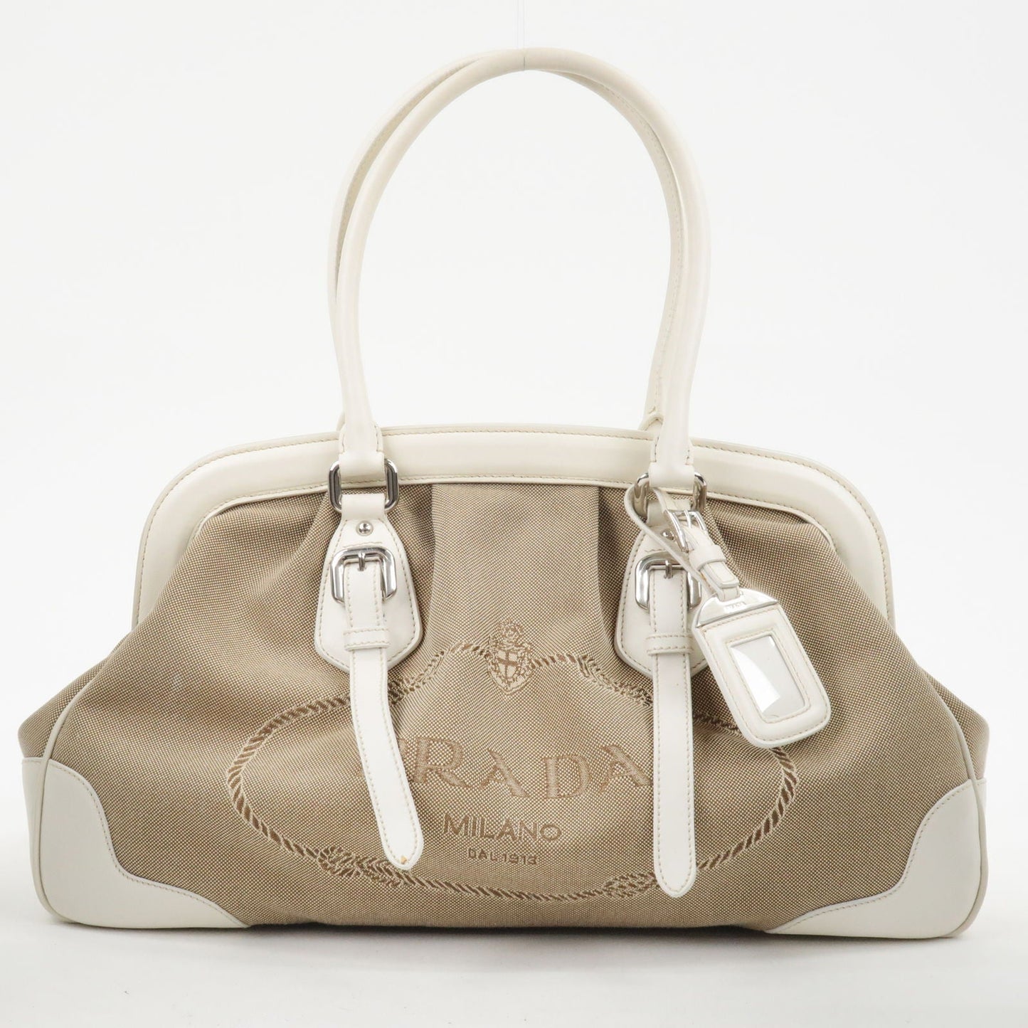 Prada Prada Logo Jacquard Leather Shoulder Bag Hand Bag