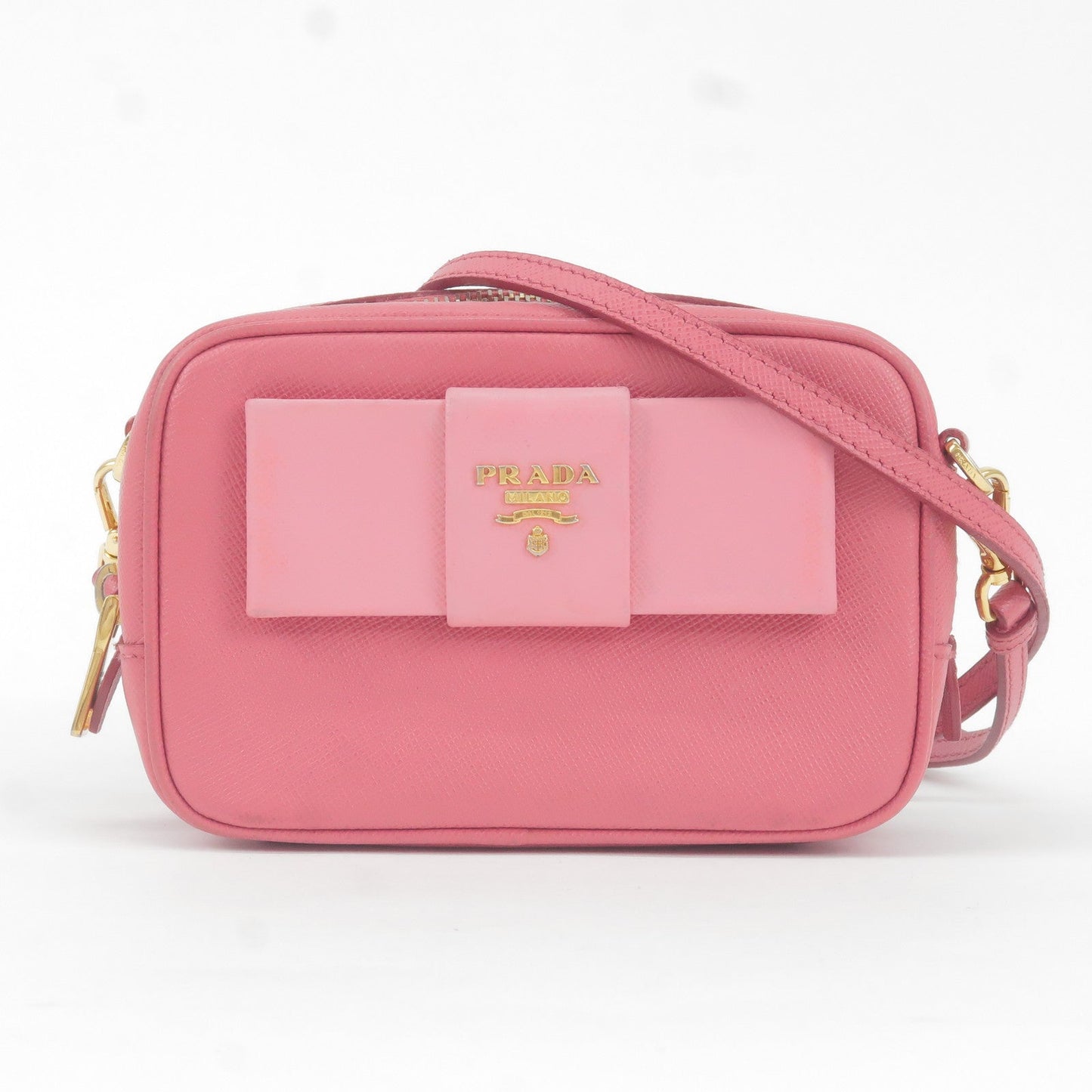 Prada Prada Bow Ribbon Leather Shoulder Bag Purse Pink