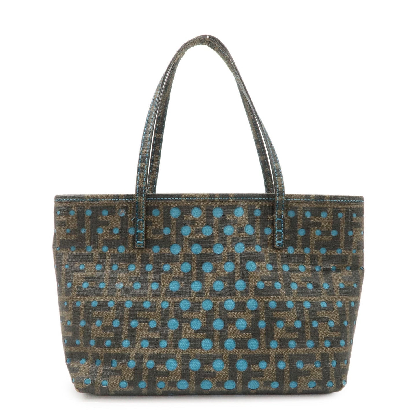 Fendi Tote Bag Zucca PVC Punching d Nylon Black Brown