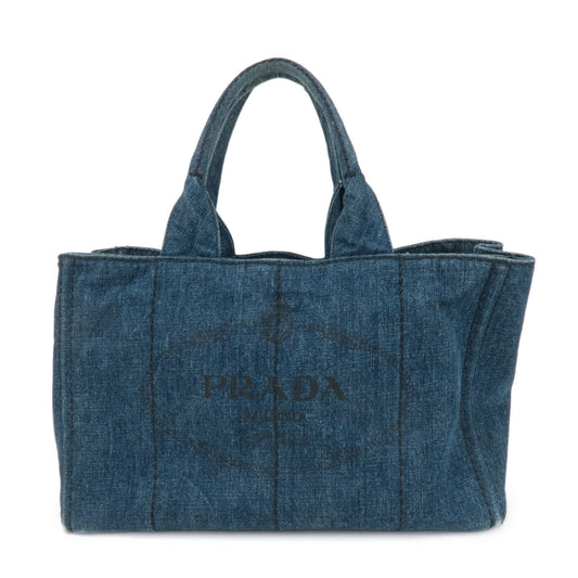 Prada Tote Bag Canapa Hand Bag d Canvas Denim Blue