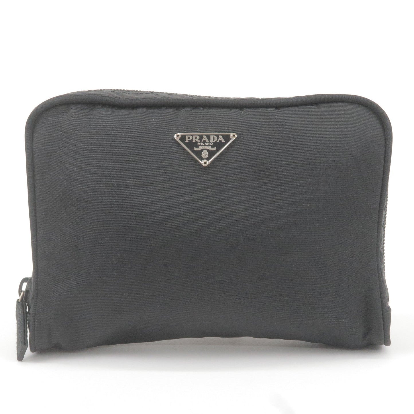 Prada Prada Logo Nylon Cosmetic Pouch Clutch Bag Nero