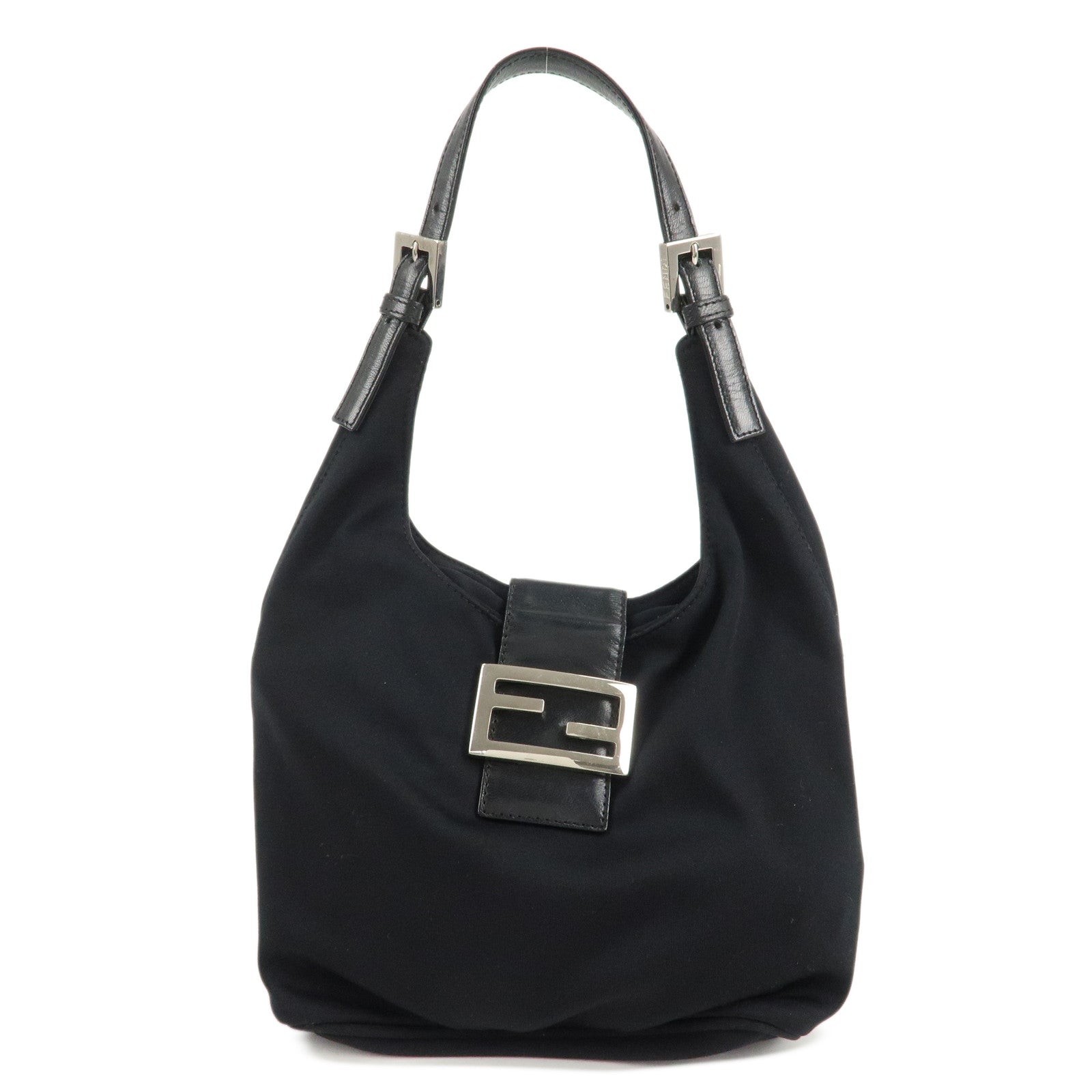 Fendi Shoulder Bag Cotton d Leather Black