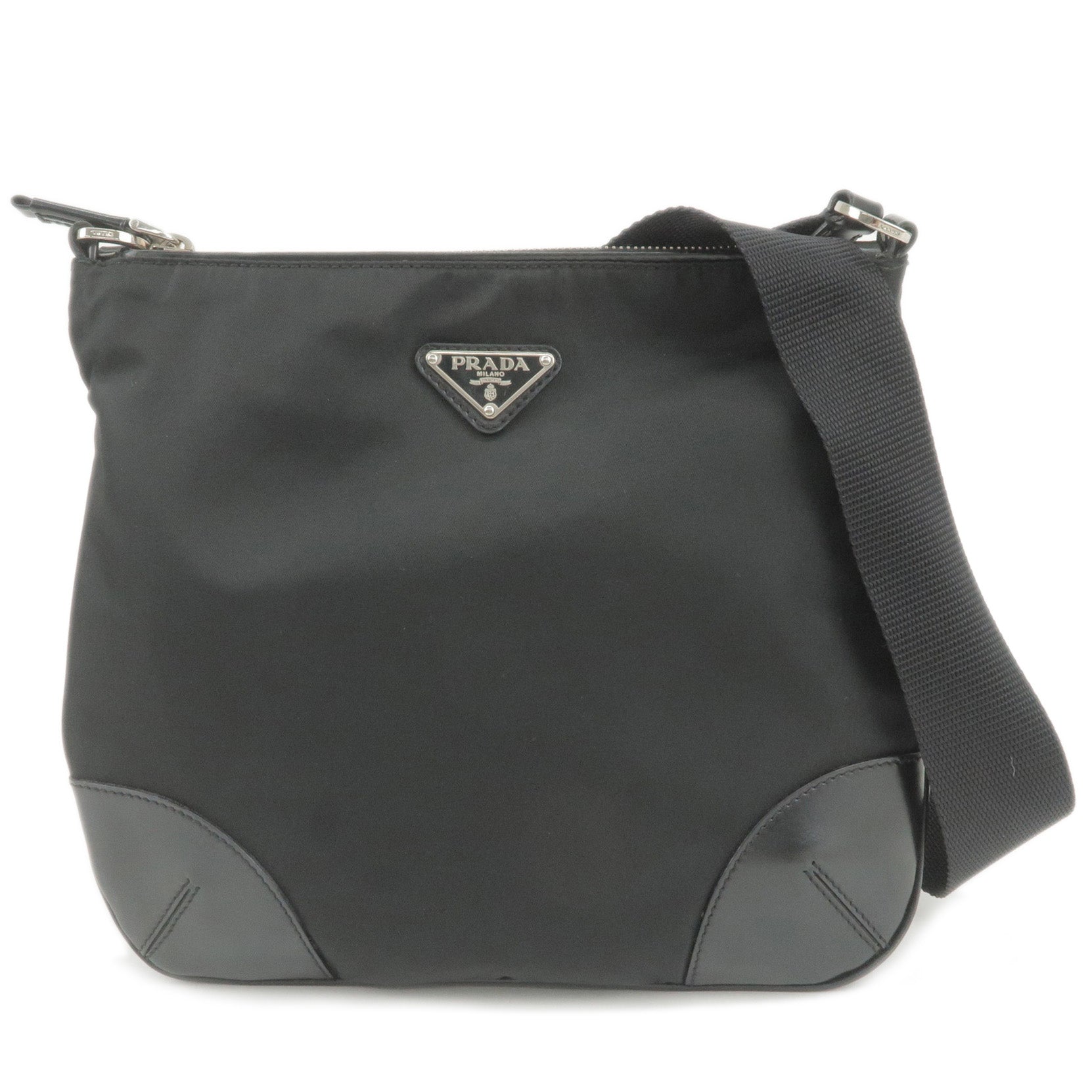 Prada Prada Logo Nylon Leather Shoulder Bag Nero Black Black 35908 14