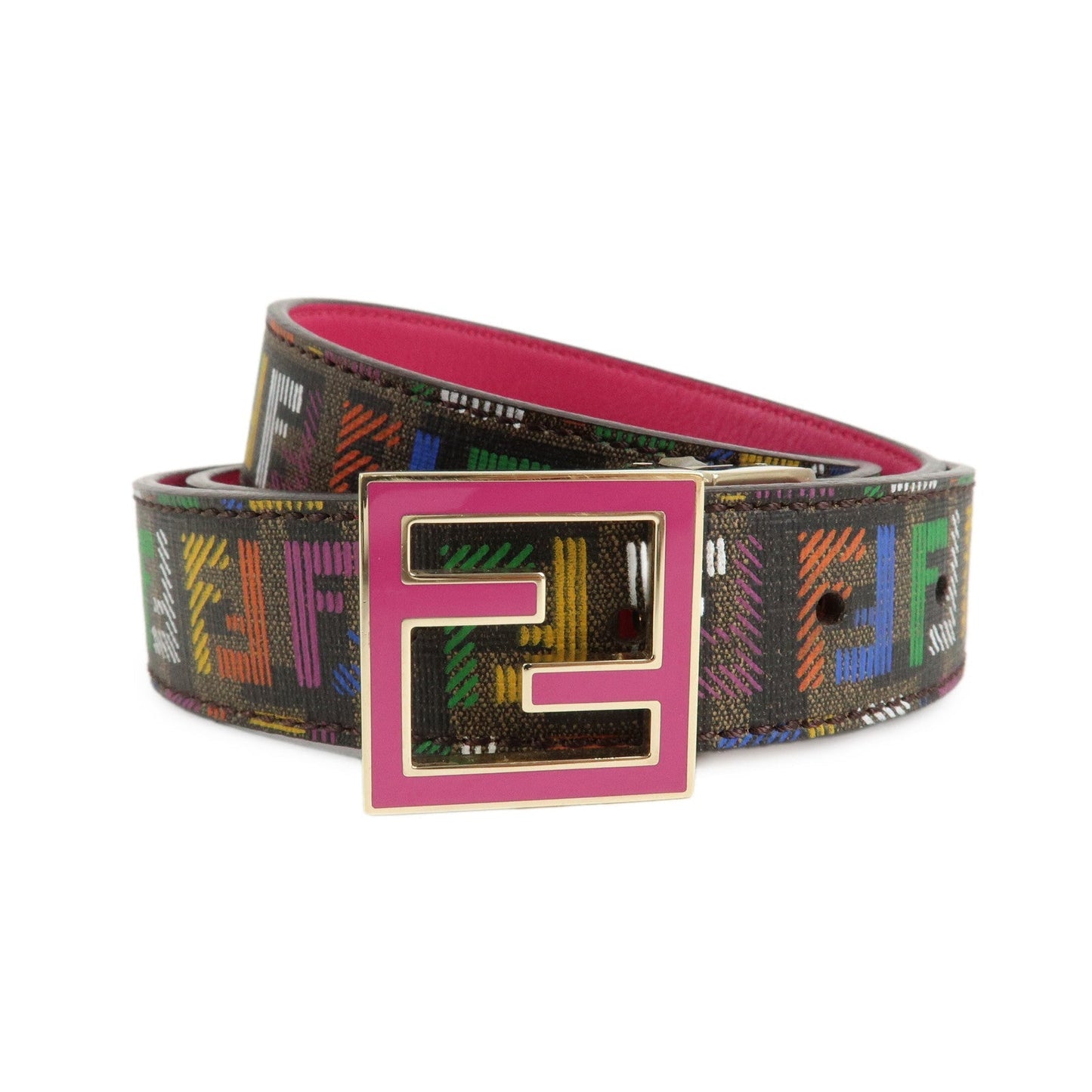 Fendi Zucchino PVC FF Belt Multi Color d Multicolor Logo