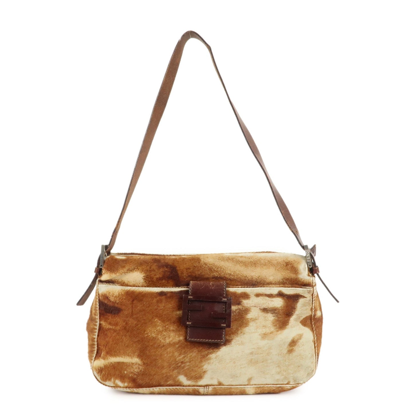 Fendi Shoulder Bag Unborn Calf d Leather Calf Leather Brown