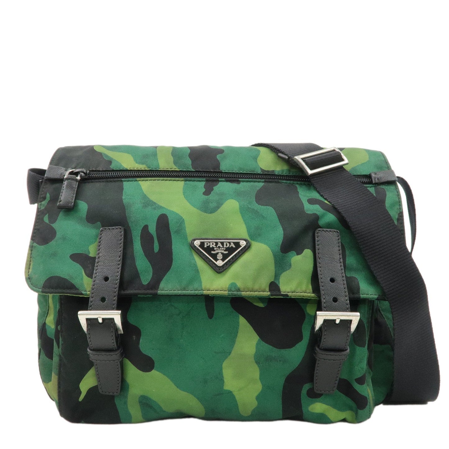 Shoulder Bag Camouflage d Leather Nylon Black