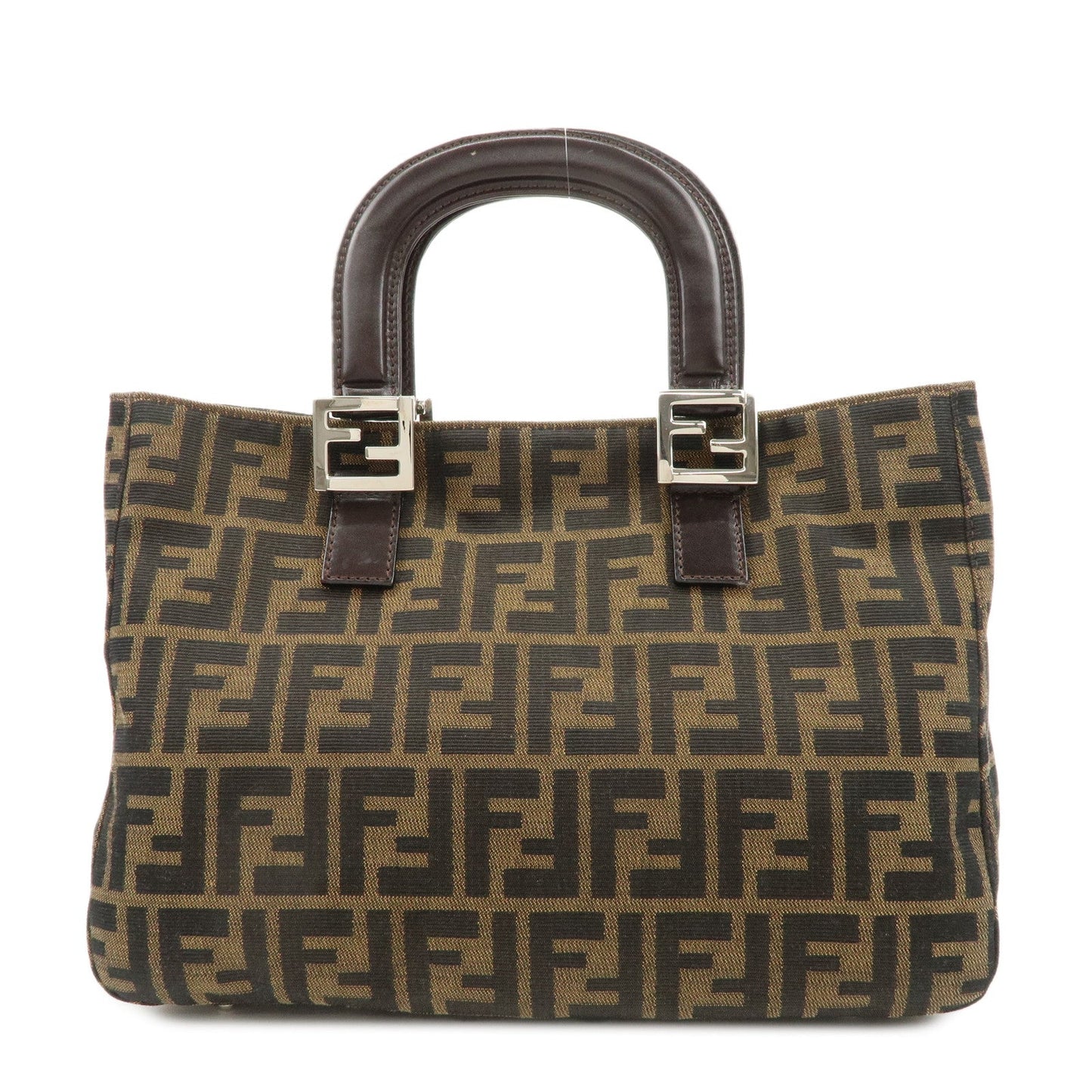 Fendi Tote Bag Zucca d Leather Canvas Black