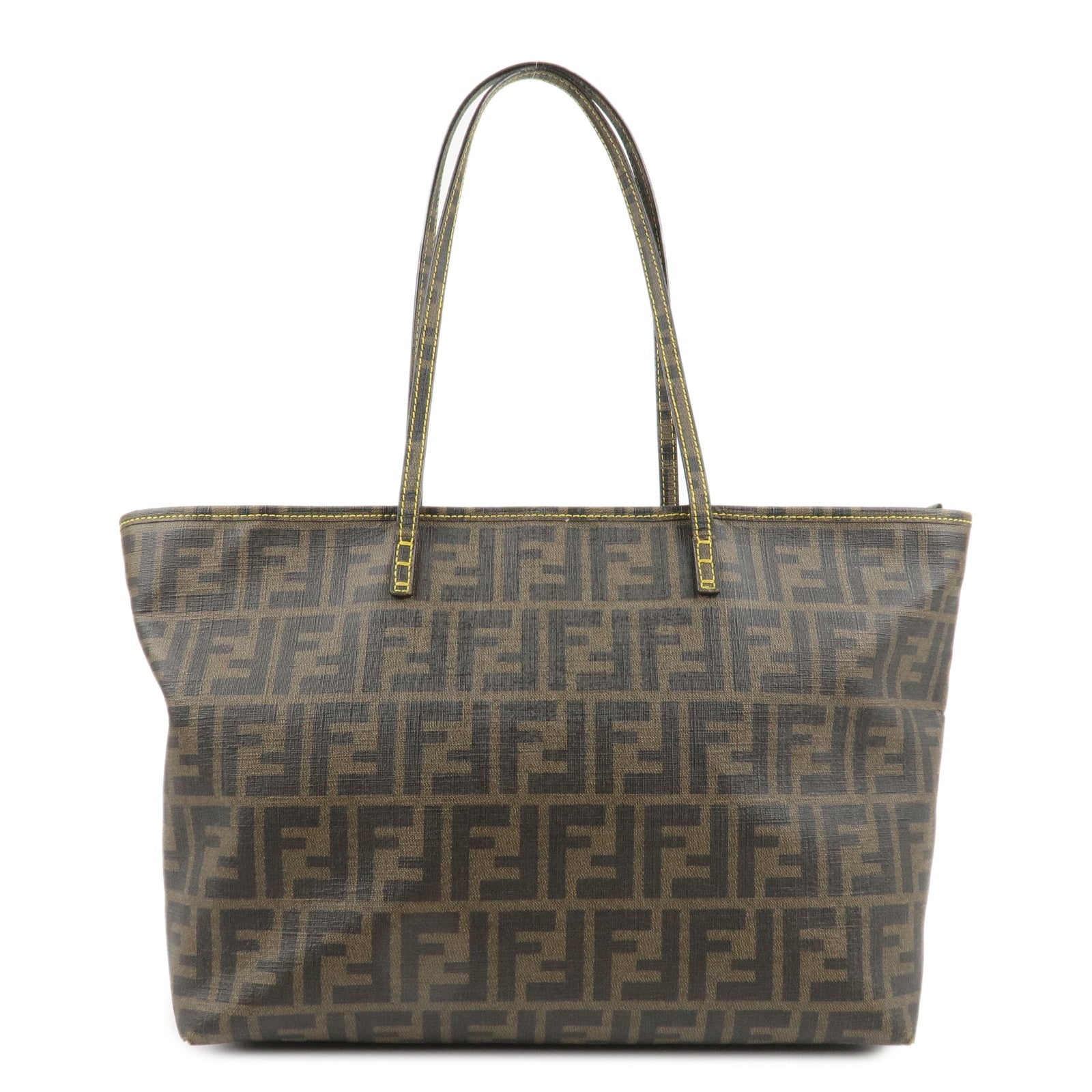 Fendi Tote Bag Zucca Print PVC d Black Brown Logo