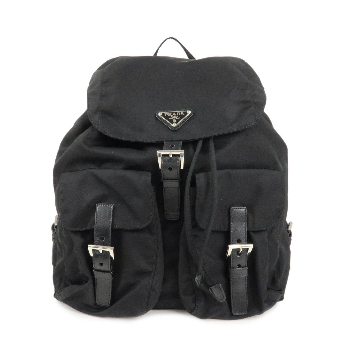 Prada Back Pack Ruck Sack d Leather Nylon Black Handbag