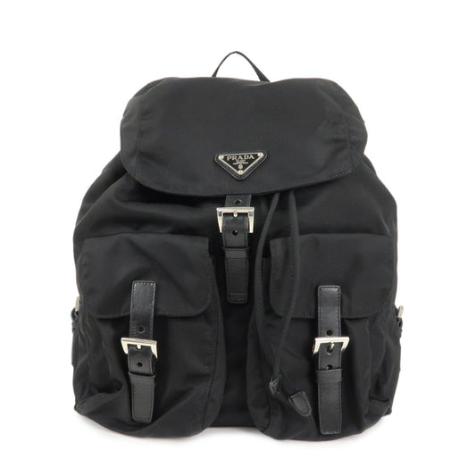 Prada Back Pack Ruck Sack d Leather Nylon Black Handbag