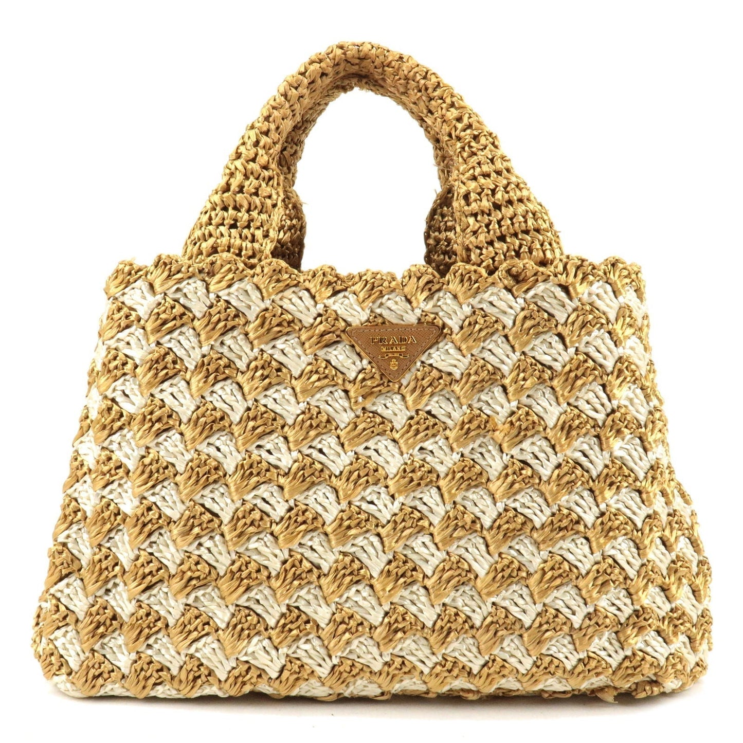 Prada Prada Logo Raffia Crochet Tote Bag Hand Bag