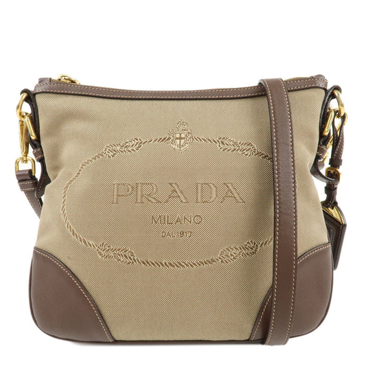 Prada Crossbody Bag Jacquard Shoulder d Leather Brown Beige Shoulder Bag