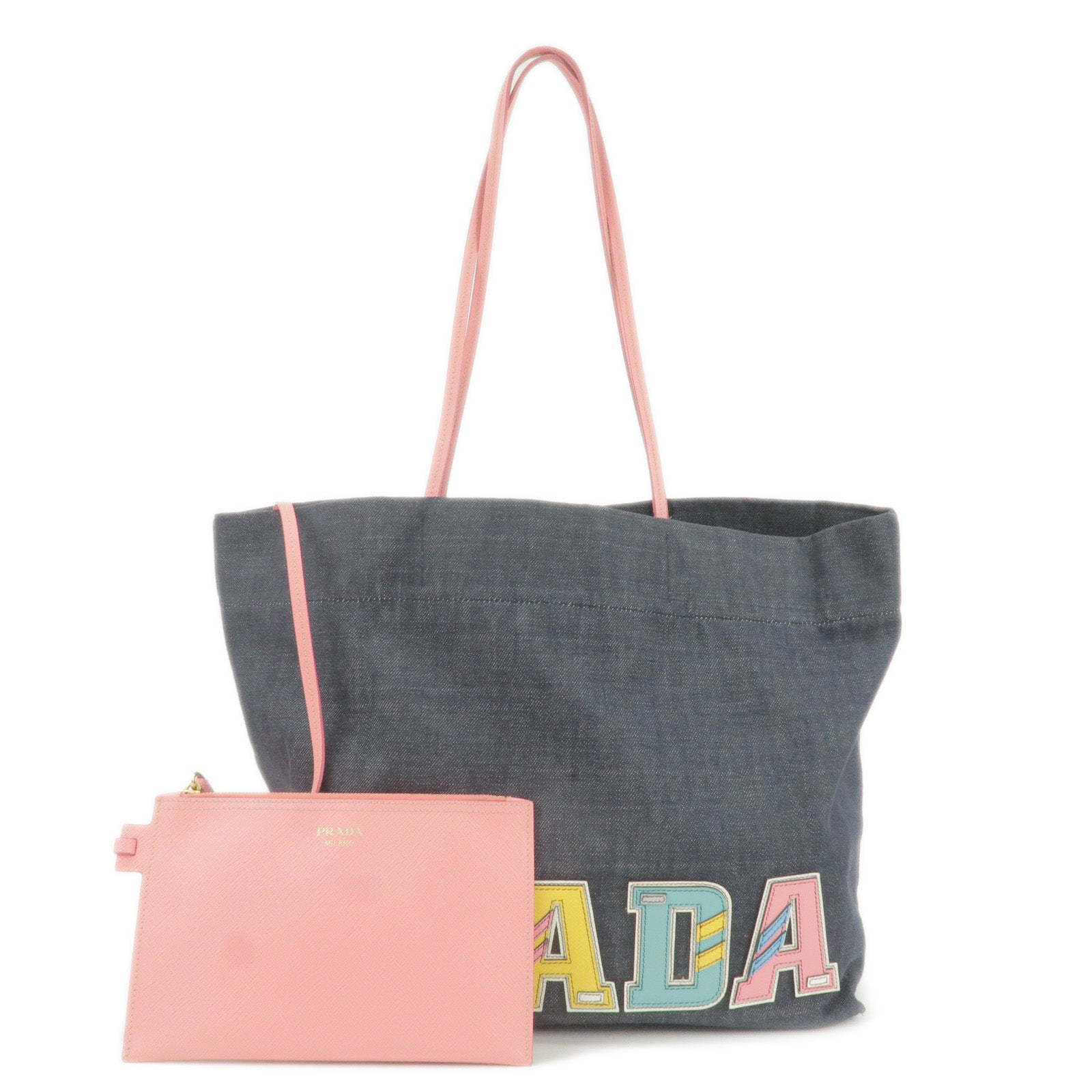 Prada Prada Logo Leather Tote Bag Hand Bag With