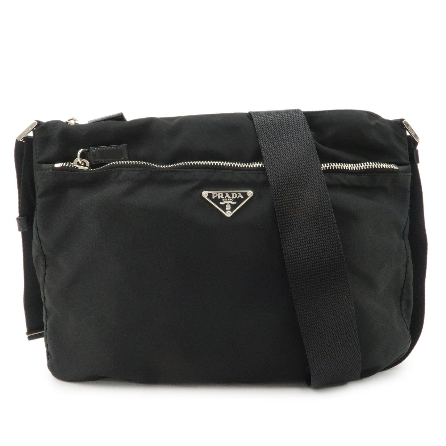 Prada Shoulder Bag d 2 Leather Nylon Black Black D 2
