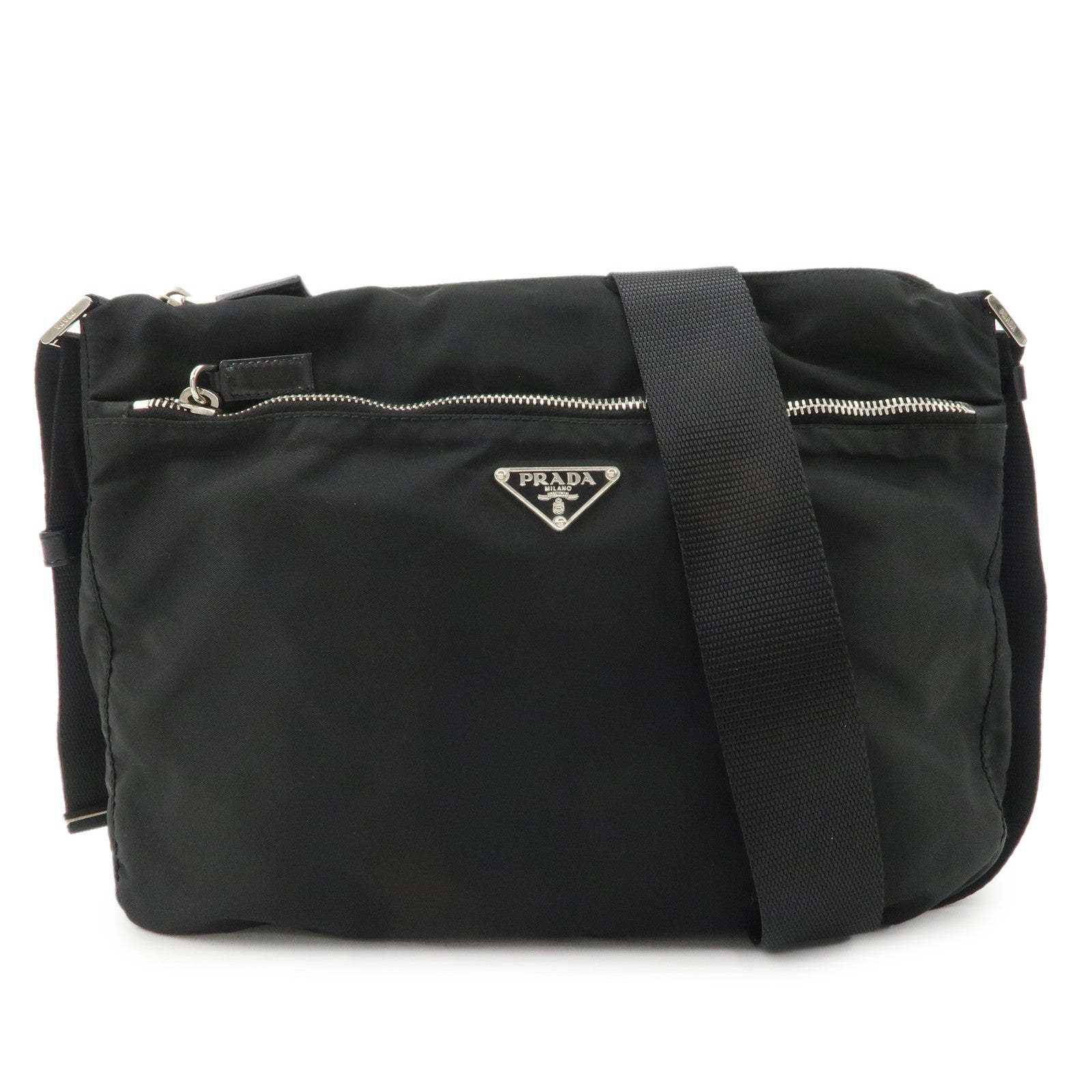 Prada Shoulder Bag d 2 Leather Nylon Black Black D 2