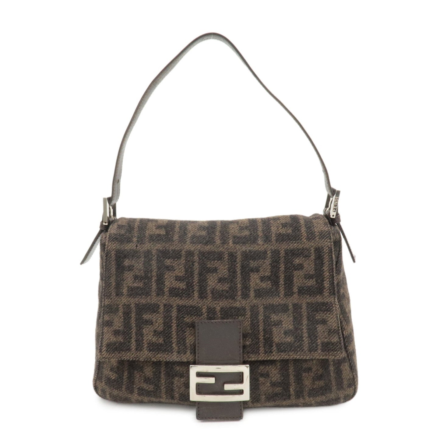 Fendi Shoulder Bag Mamma Baguette Zucca Wool d Leather