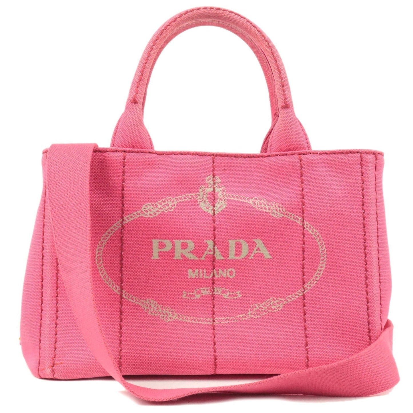 Prada Prada Canapa Mini Canvas 2Way Tote Bag Pink