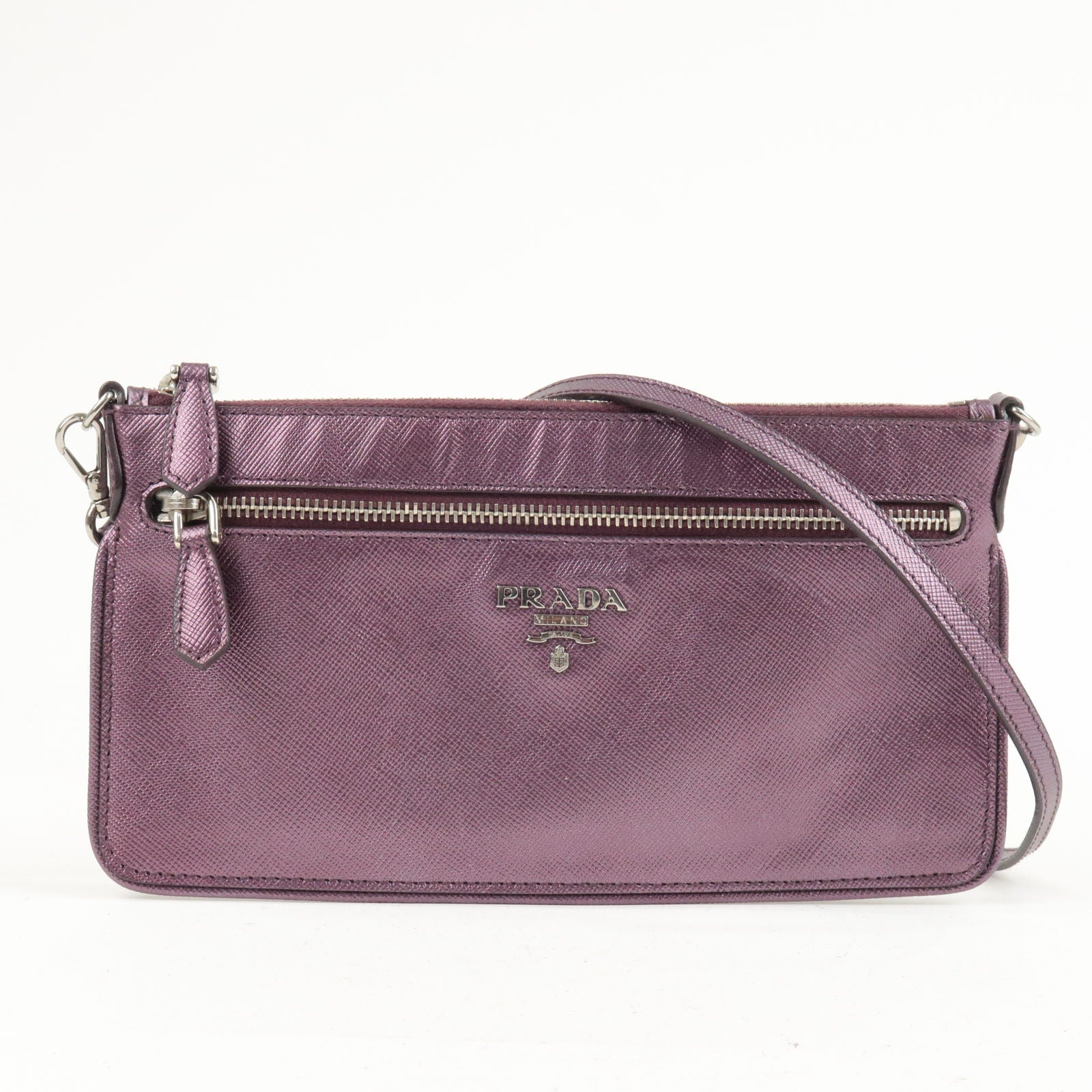 Prada Prada Leather 2 Way Shoulder Bag Pouch Purple