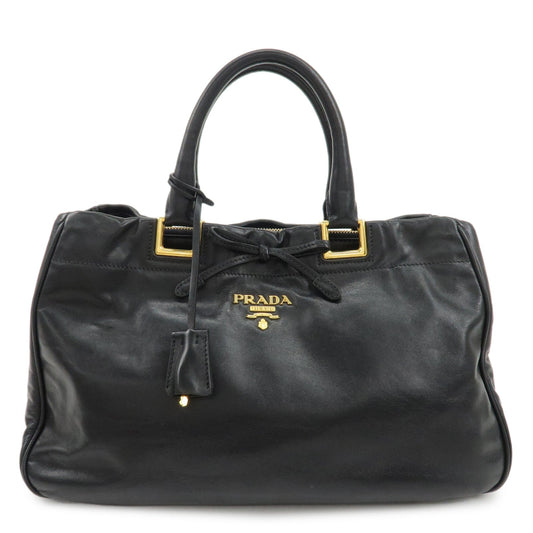Prada Ribbon 2way Bag Hand Bag d Leather Black Handbag