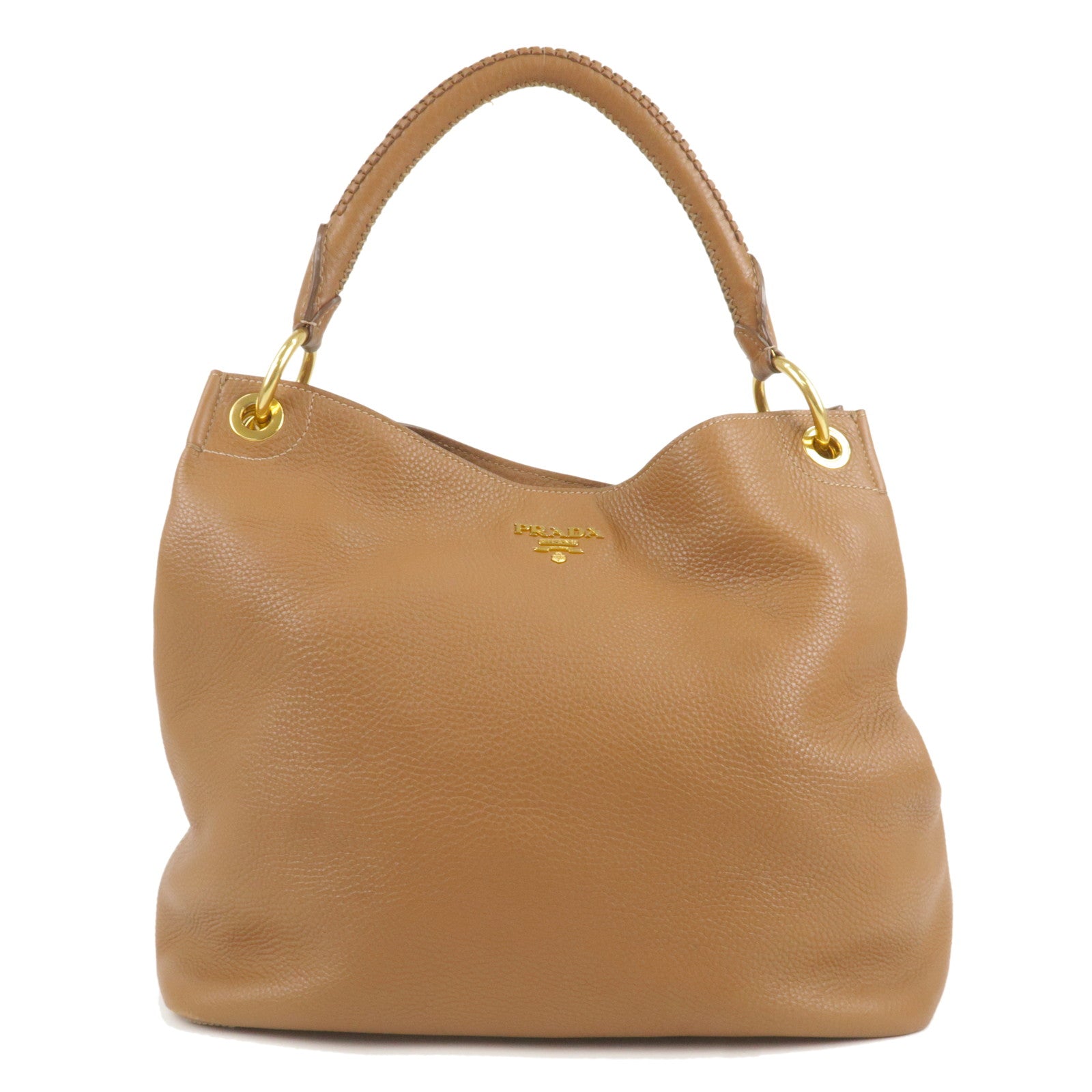 Prada Prada Logo Leather One Shoulder Bag Brown Br4829