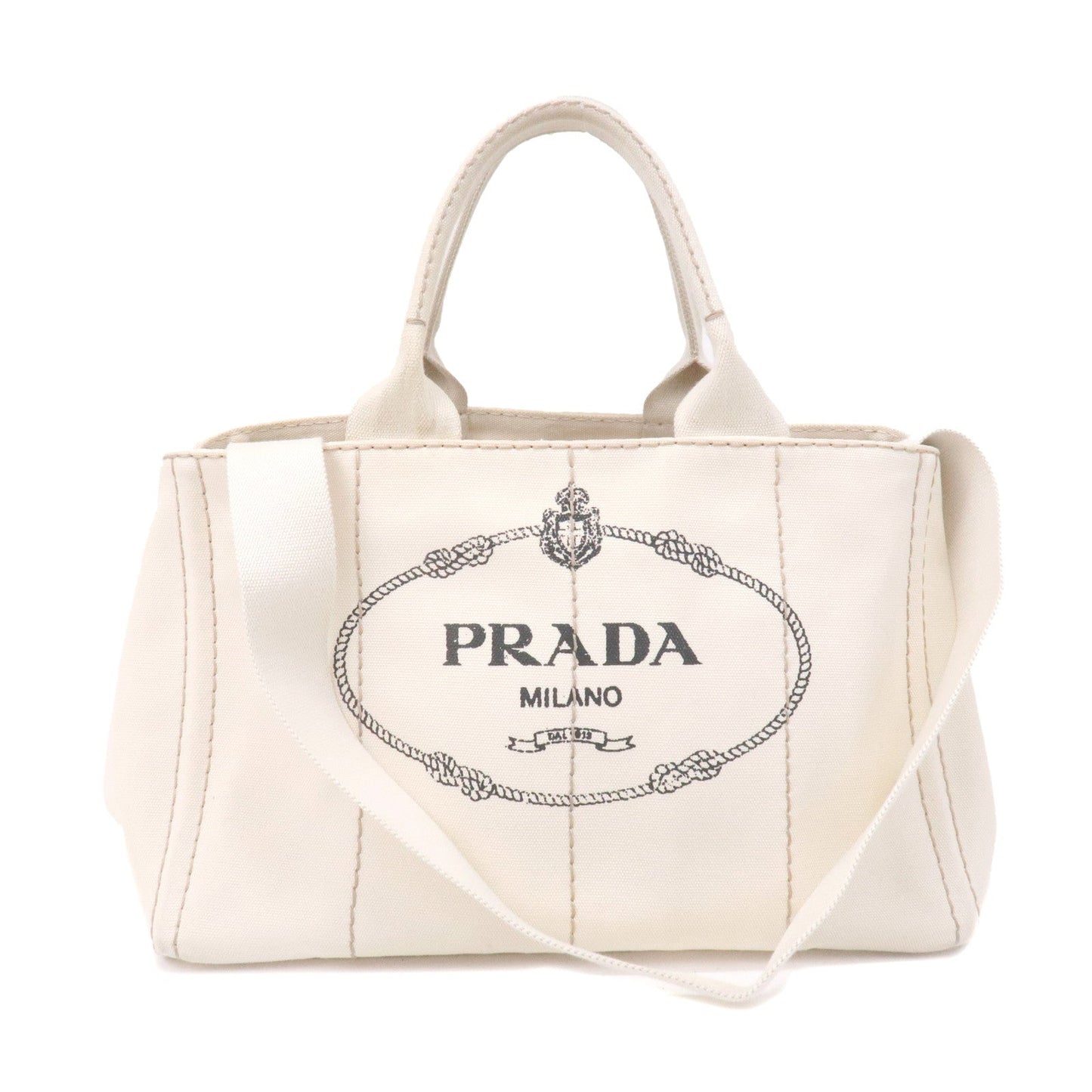 Prada Prada Logo Canapa Canvas 2Way Tote Bag Ivory