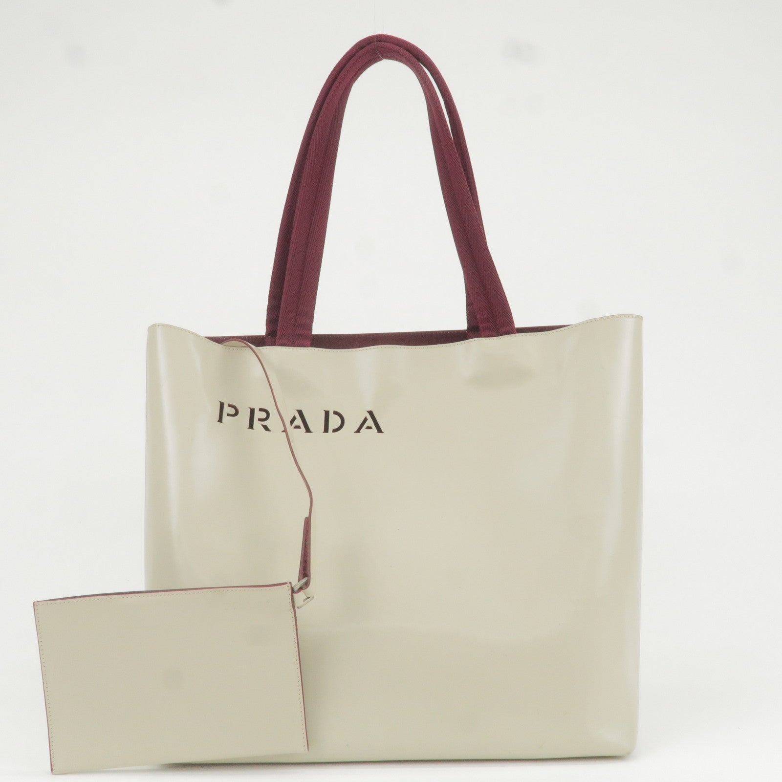 Prada Prada Leather Canvas Tote Bag Hand Bag Greige