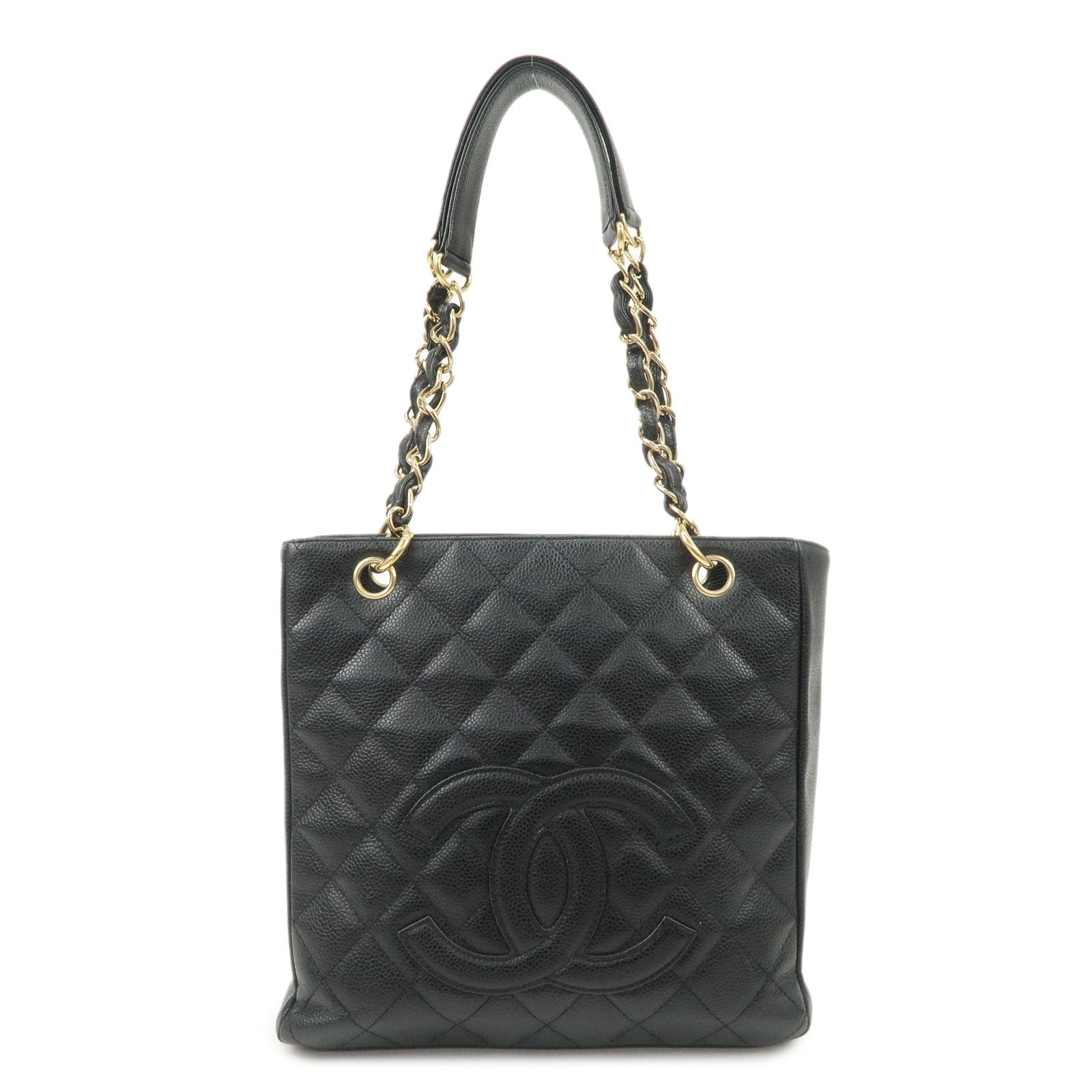CHANEL Matelasse Caviar Skin PST Chain Tote Bag Black A20994