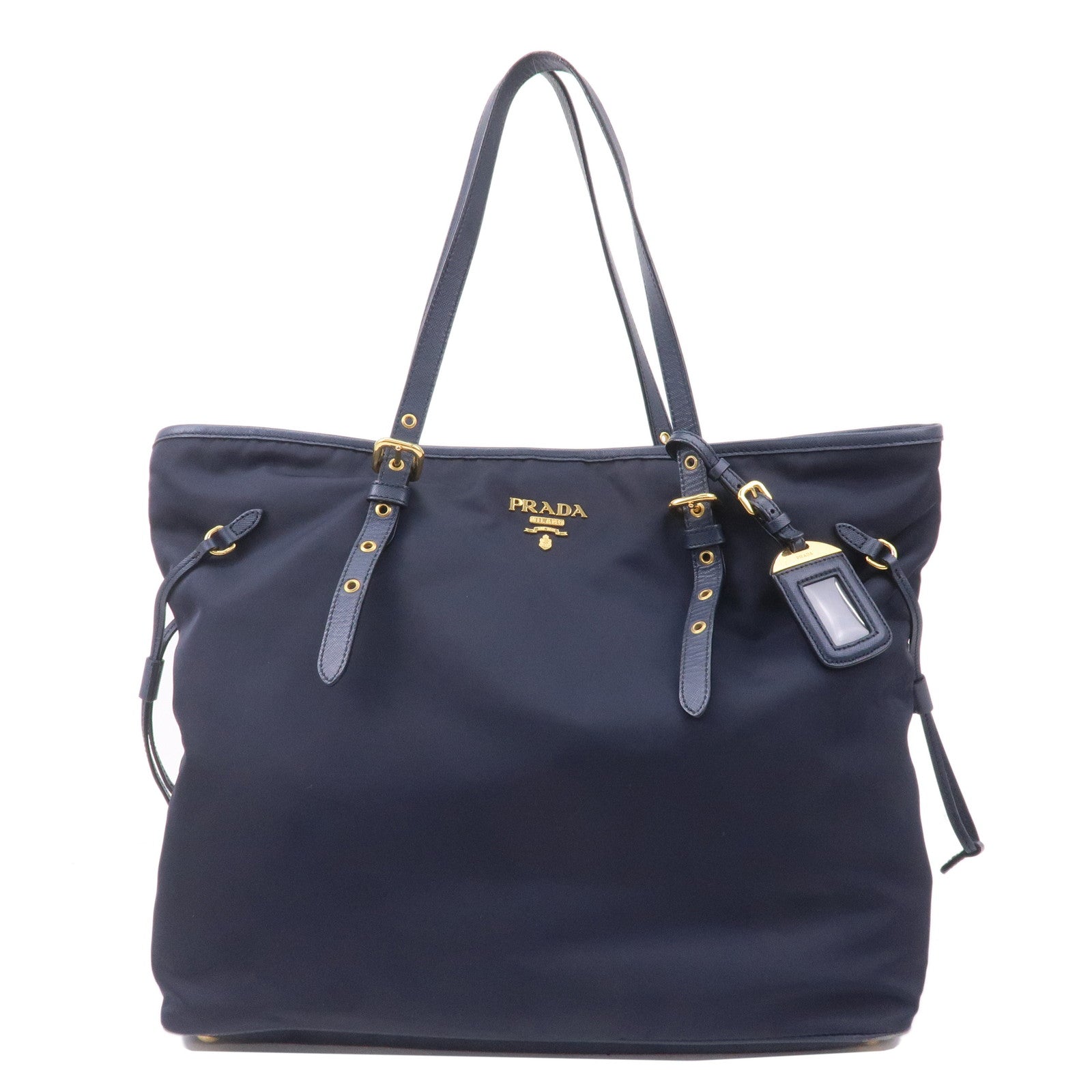 Prada Prada Nylon Leather Tote Bag Shoulder Bag Navy