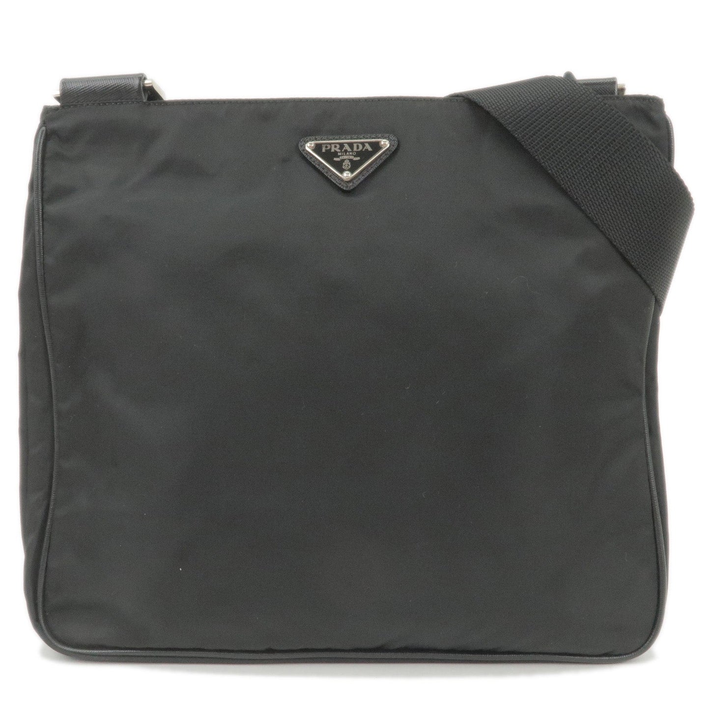 Prada Prada Logo Nylon Leather Shoulder Bag Purse Black