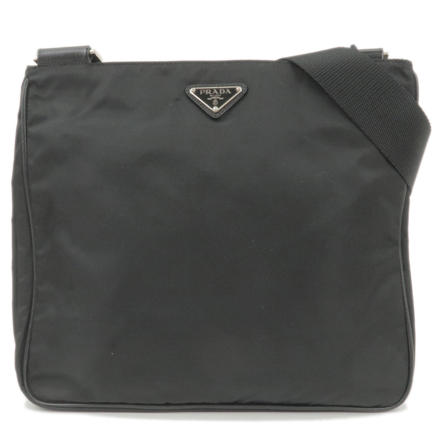 Prada Prada Logo Nylon Leather Shoulder Bag Purse Black