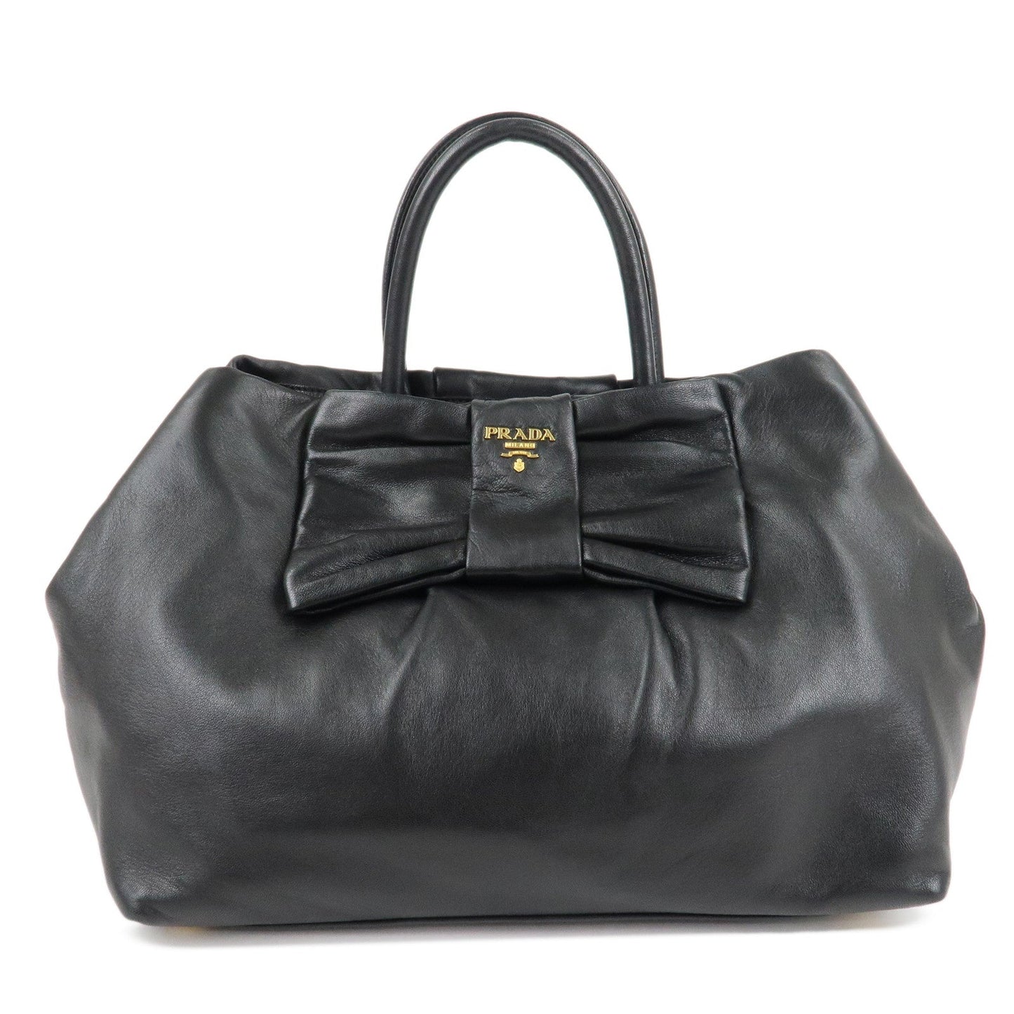 Prada Tote Bag Nappa Ribbon Hand Bag d Leather Black