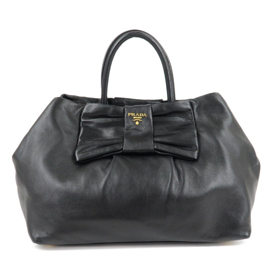 Prada Tote Bag Nappa Ribbon Hand Bag d Leather Black