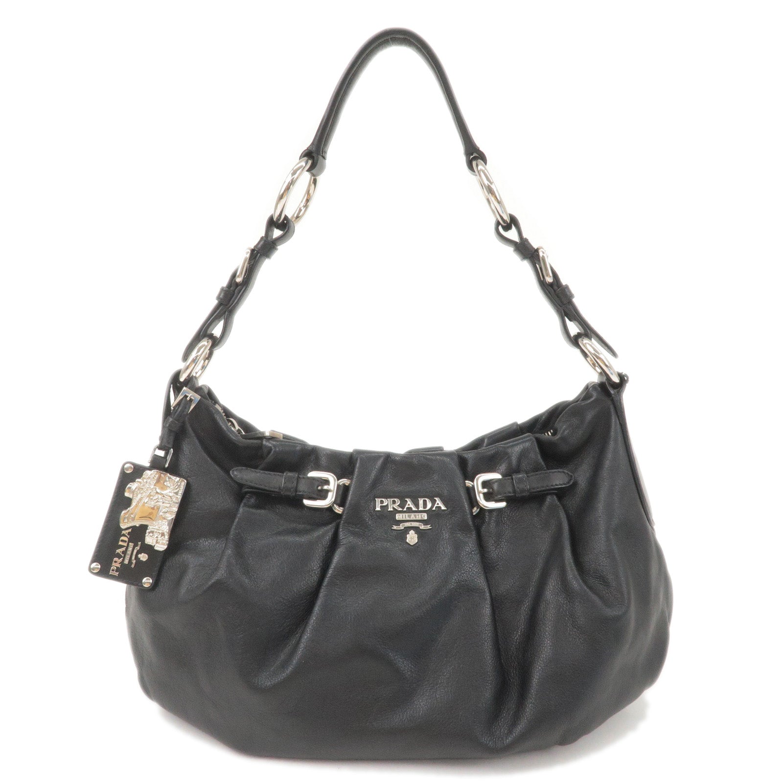 Prada Prada Logo Leather Shoulder Bag Hand Bag Black Br3795 36725 11