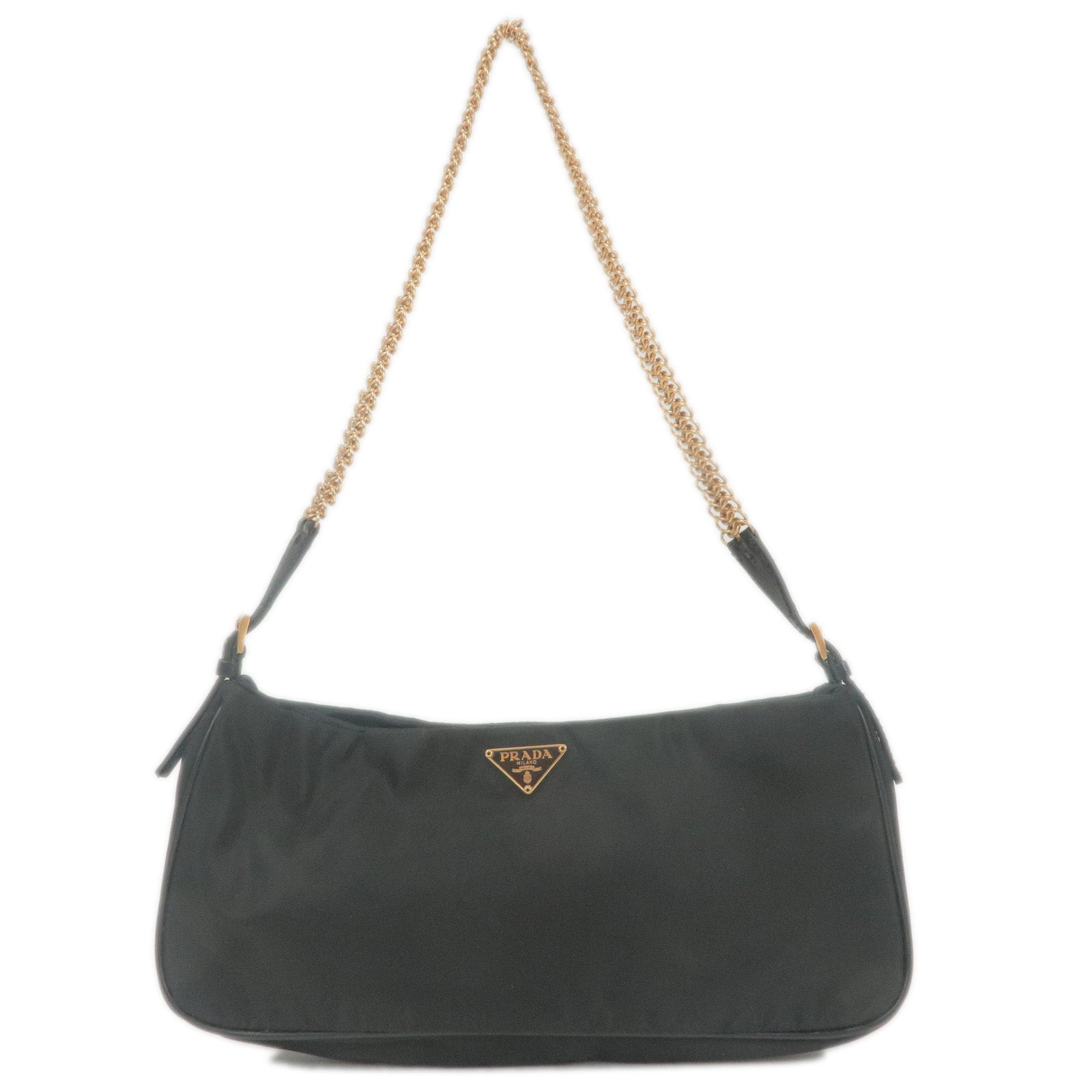 Prada Prada Nylon Chain Shoulder Bag Rose Gold Nero