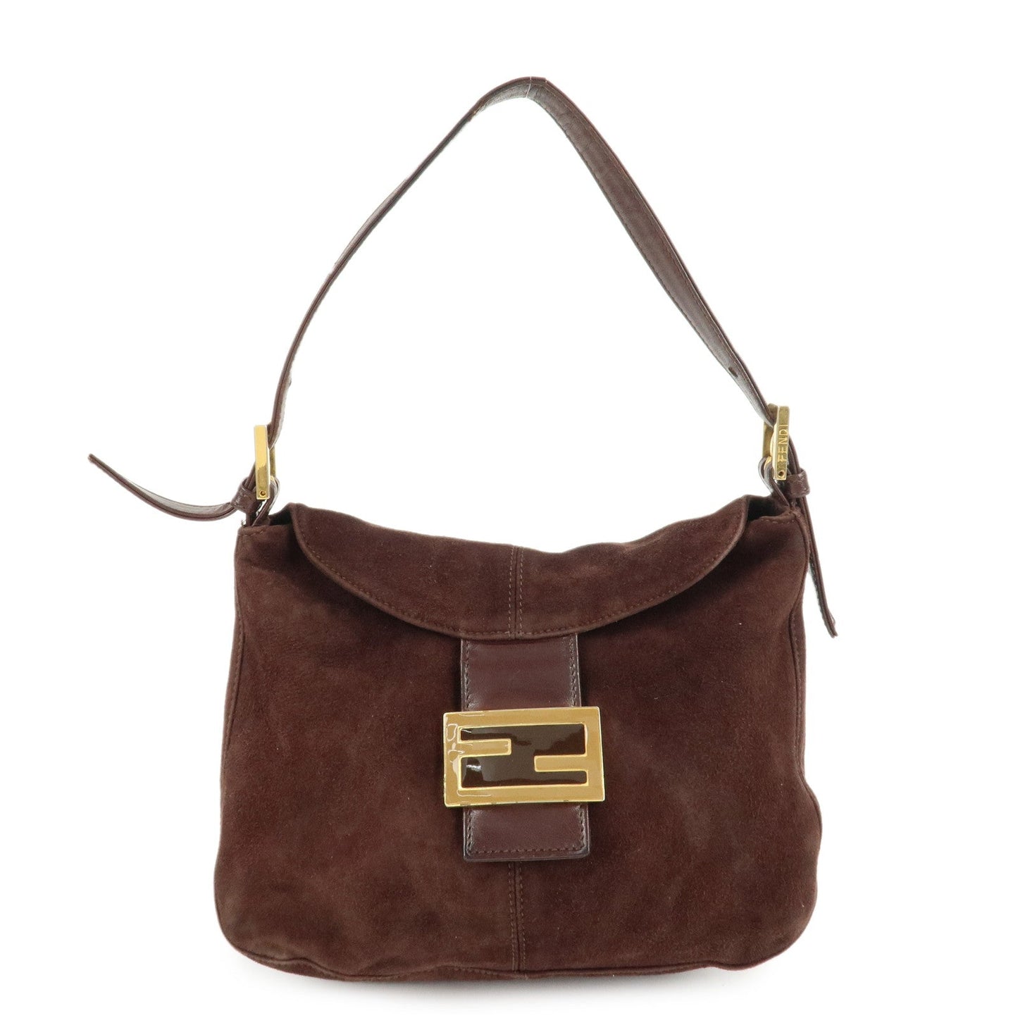 Fendi Shoulder Bag Hand Bag d Leather Suede Brown