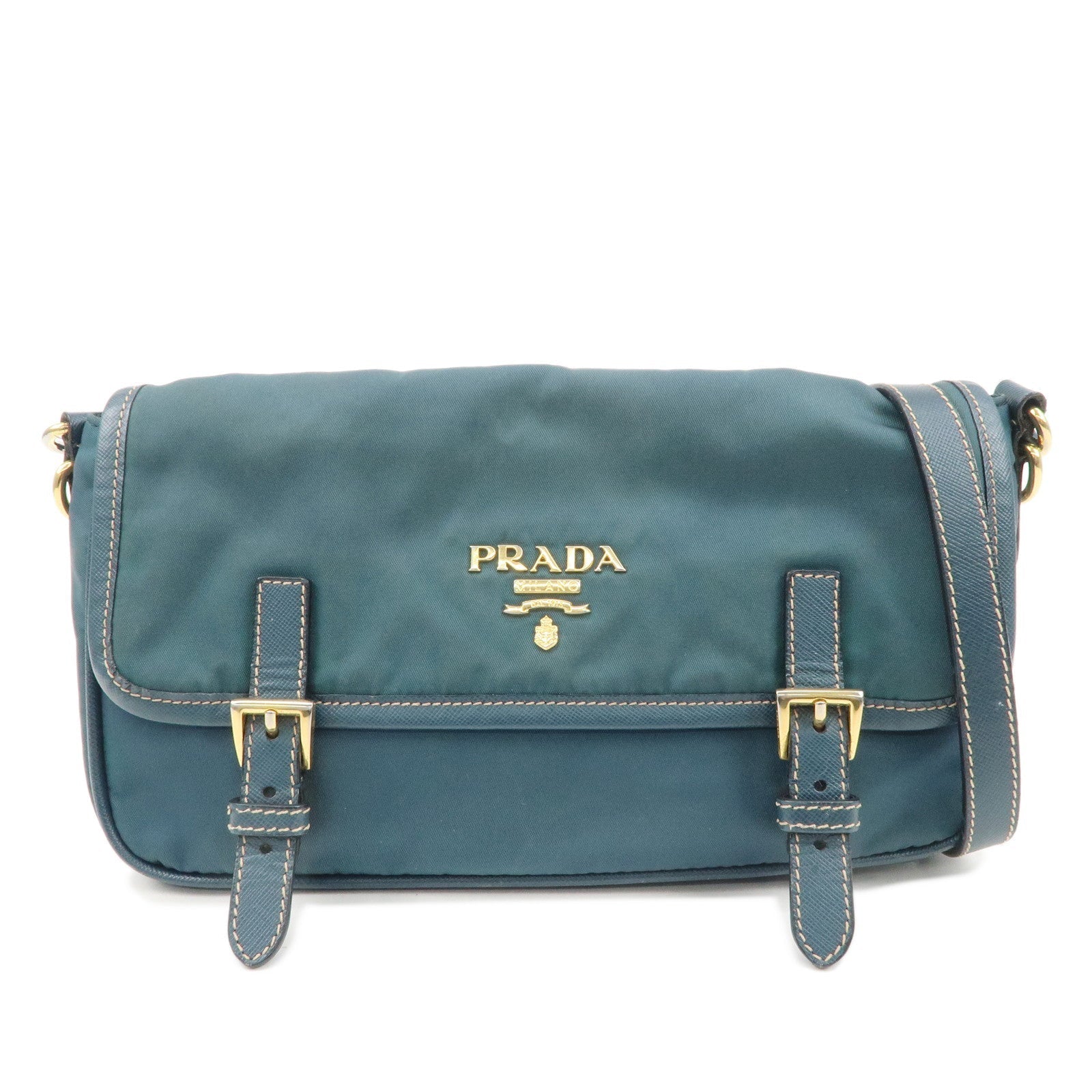 Prada Crossbody Bag Shoulder Bag d Leather Nylon Green