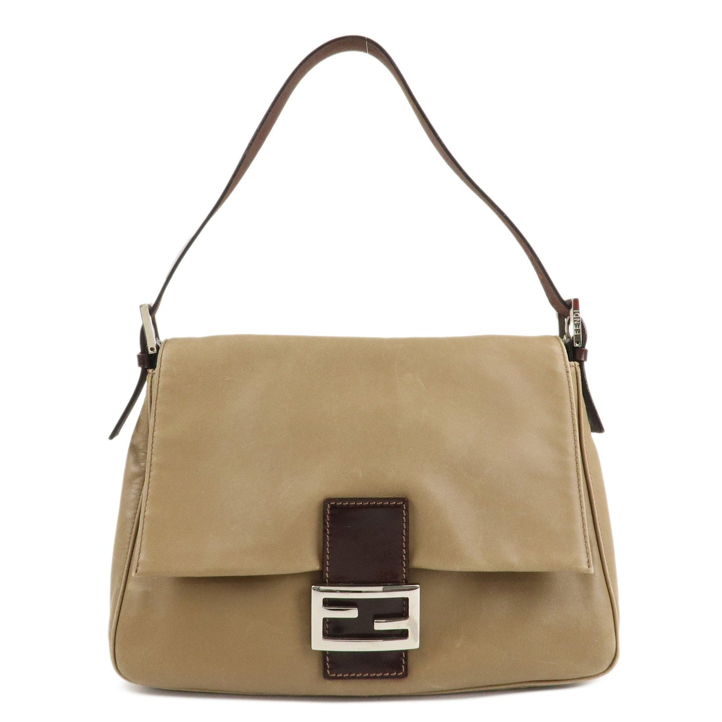 Fendi Shoulder Bag Mamma Baguette Hand Bag d Leather Beige
