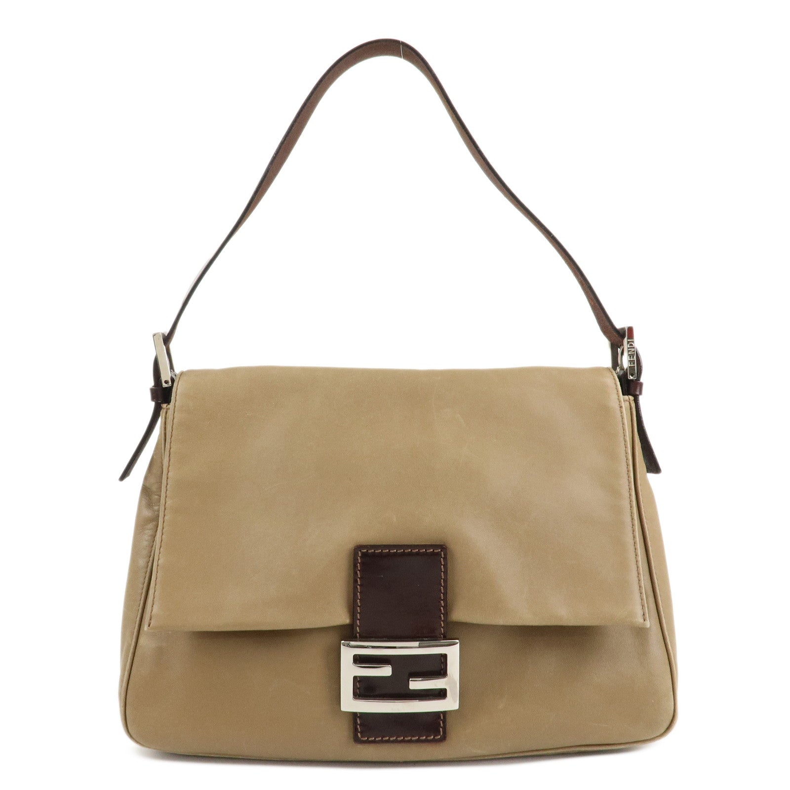 Fendi Shoulder Bag Mamma Baguette Hand Bag d Leather Beige
