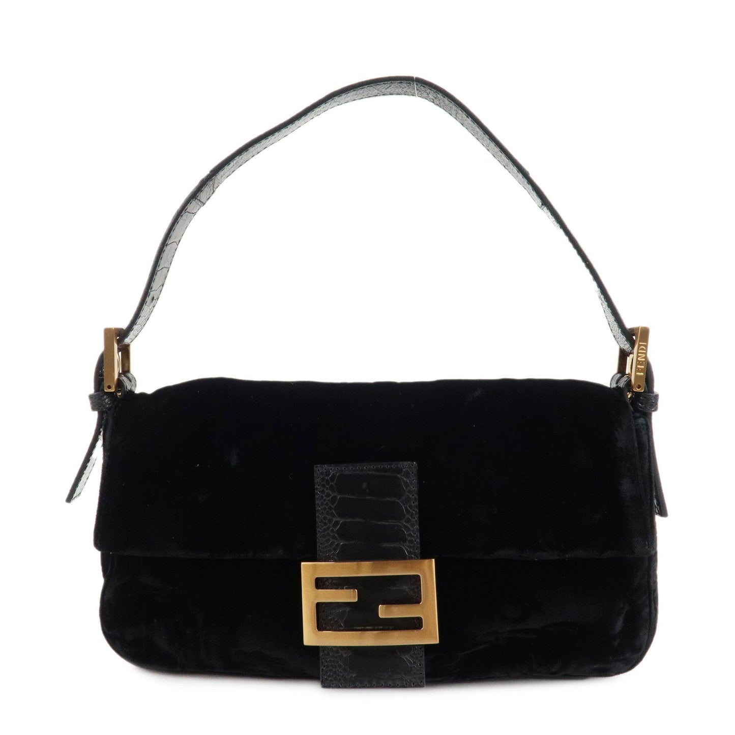 Fendi Shoulder Bag Mamma Baguette Polyester d Leather Black