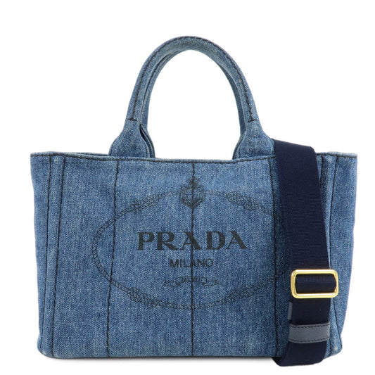 Prada Tote Bag Canapa 2Way Bag d Leather Denim Blue