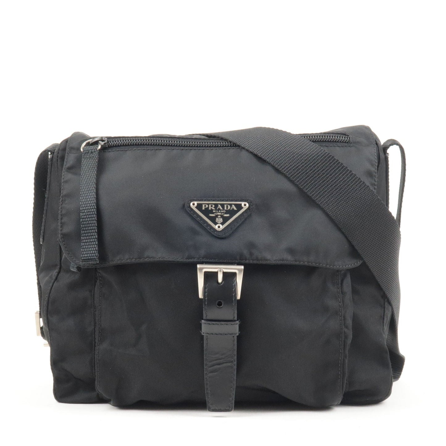 Prada Prada Logo Nylon Leather Shoulder Bag Black Noir B8994X 36676 17