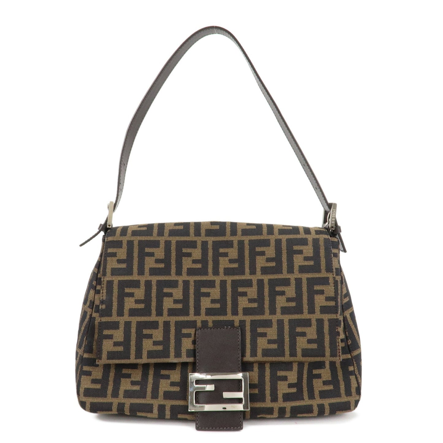 Fendi Shoulder Bag Mamma Baguette Zucca d 5 Leather Canvas
