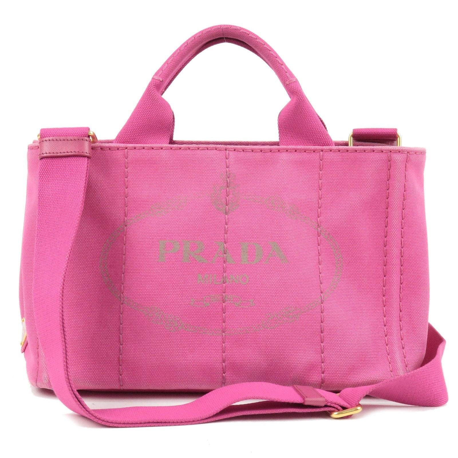 Prada Prada Canapa Mini Canvas 2Way Bag Shoulder Bag Pink 36016 14