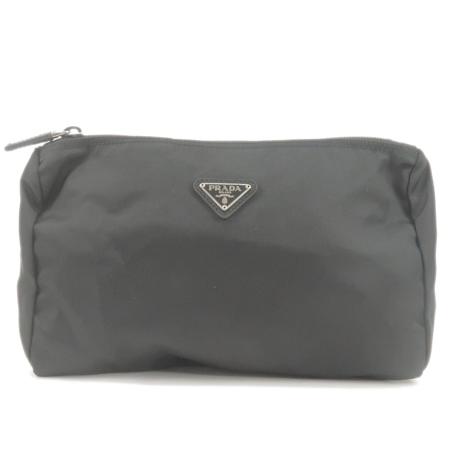 Prada Prada Nylon Leather Cosmetic Pouch Clutch Bag Black