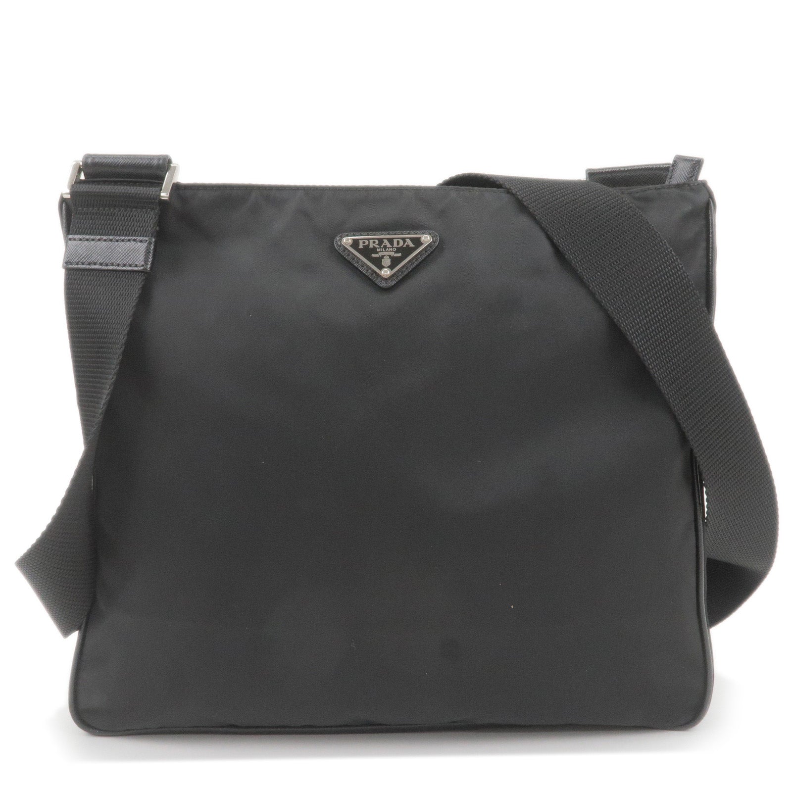 Prada Prada Nylon Leather Shoulder Bag Purse Black Nero